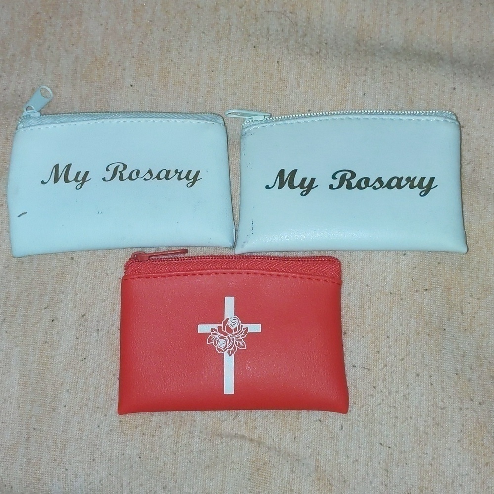 Rosary bags. Lot of 3. White and red